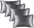 BEDELITE Satin Pillowcase for Hair and Skin, Super Soft Similar to Silk Pillow Cases 4 Pack with Envelope Closure, Cooling Pillowcases for Women Men (20"x26" Standard Size, Dark Grey)