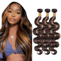 Light Brown Body Wave Bundles Human Hair Ombre Brown Bundles 24 26 28 Inch Niegmeag Brazilian Virgin Remy Hair Extensions Double Weft Highlight P1B30 Body Wave Bundle Hair Weave
