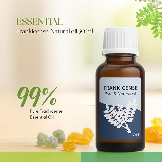 Roots & Above Pure Frankicense Essential Oil – 99% Natural Cold-Pressed Oils for Aroma, Skin, Face, Hair, Diffuser, Massage, Soap, DIY & Candle Making Scent - 1.01 Oz/30ml