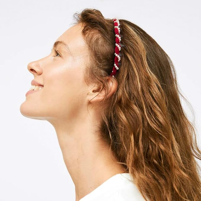 Vintage High Cranium Artificial Pearl Hairband, New Elegant Braided Pearls Headbands with Teeth for Women, Anti-slip Decorative Hair Bands Fashion Hair Accessories Gifts (3Pcs, One Size)