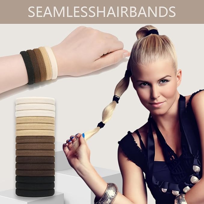 Hair Ties for women 5 styles Hair Elastics(15 No Damage Hair Ties 50 High Elastic Ties 15 Ponytail Holders 2 Big Bow Hair Clips 20Snap Hair Clips)Pain-free No Crease multiple colors for all hair types