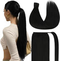 Ve Sunny Hair Extensions Ponytail Real Human Hair Wrap Around Clip in Ponytail Hair Extensions Straight Extensions Human Hair for Women Jet Black 20inch 80G