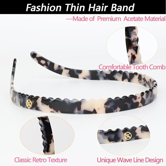 Headband Designed for Eyewear,Flex No Pressure Comfortable Hair Band Fashion Acetate Headbands for Womens Sisters Girls Gifts-Amber