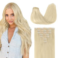 GOO GOO Clip in Hair Extensions Real Human Hair, Remy Human Hair Extensions Clip ins for Women, Natural Human Hair, 18inch 110g 7Pcs, 60A Platinum Blonde