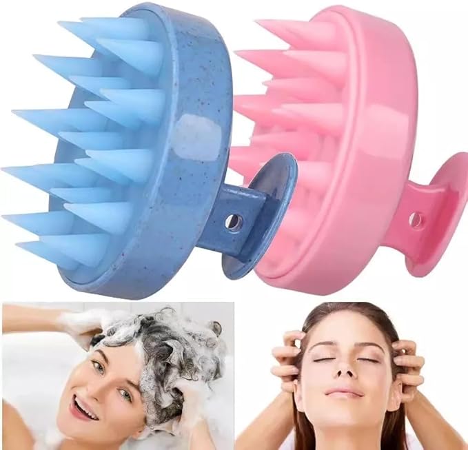 Silicone Scalp Massager for Hair Growth – Shampoo Brush for Shower, Dandruff & Dry Scalp Relief – Soft Silicone Hair Scrubber Black-Blue