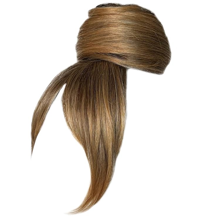 Hairuwear Hairdo Trendy Fringe and Bun Hairpiece With Fashionable Bangs and Side Piece, SS14/88 Rooted Golden Wheat