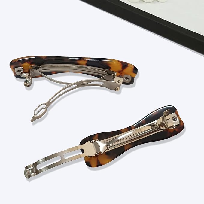 Hair Clips for Women,3.5 Inch Acetate Medium Hair Claw Clips for Women Thin Thick Curly Hair,Strong Hold No Slip Grip,French Classic Multicolor Barrettes Hair (Tortoiseshell Bow)