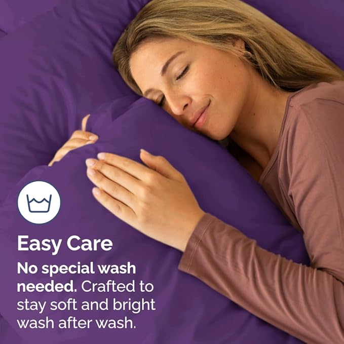 Body Pillowcases Set of 2-20x54 Long Body Pillow Case - Soft Body Pillow Cover for Sleeping & Side Sleepers - Comfy, Breathable, Wrinkle & Fade Free - Machine Washable w/Envelope Enclosure (Purple)