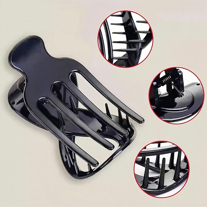 4 PCS French Concord Curved Hair Claws for Women, 3.35 Inch Volume No Slip Grip Banana Clamps for Strong Hold Hair Styling Accessories