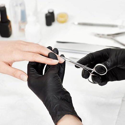 Disposable Medical Black Vinyl Exam Gloves Industrial Gloves - Latex-Free & Powder-Free 100PCS (BK-Large)