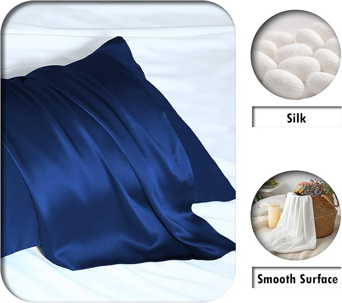 Silk Pillowcase for Hair and Skin,Soft,Breathable and Sliky 100% Standard Size Pillow Cases Set of 2,Both Sides Natural Mulberry Silk Pillowcases with Hidden Zipper(Standard Size 20"X 26",2pcs)