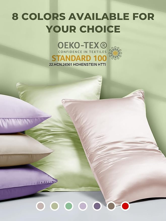 Mulberry Silk Pillowcase for Hair and Skin, SGMSILK 22 Momme Natural Silk Pillow Cases with Zipper, 6A Soft and Smooth Single Sided Pure Silk Pillow Cover (Matcha, Queen 20"x30")