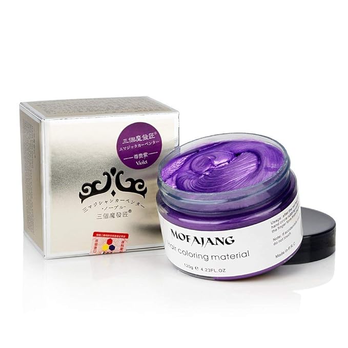 Purple Temporary Hair Color Wax -Washable Hair Dye for Men & Women, All-Day Hold Disposable Hair Styling Clays for Party, Cosplay & Daily 4.23 oz(1, Purple)