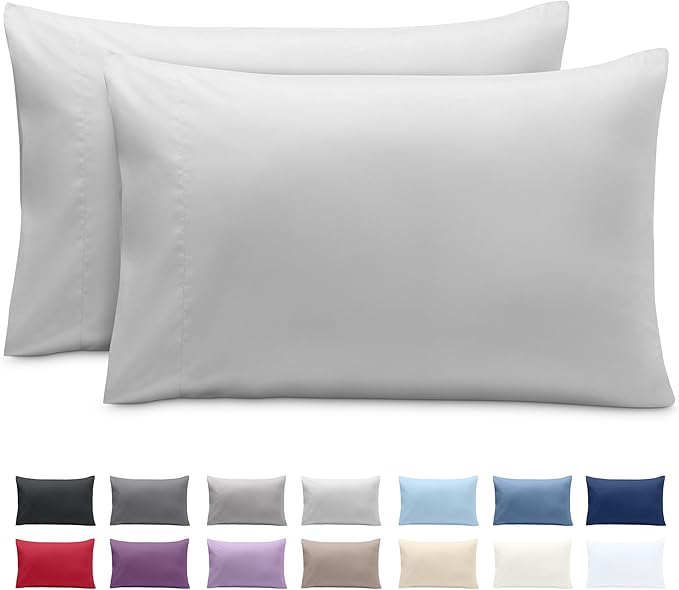 Bare Home Microfiber Pillow Cases - Standard Size Set of 2 - Cooling Pillowcases - Double Brushed - Easy Care - Envelope Closure (Standard Pillowcase Set of 2, Cloud Grey)