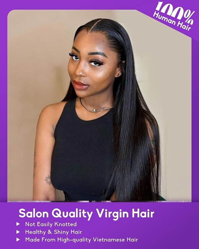 13x6 Lace Front Wigs Human Hair 180 Density Straight Transparent Lace Front Wigs Human Hair Pre Plucked Wigs for Women Glueless Wigs No Synthetic Blend Triple Lifespan 3X 24inch