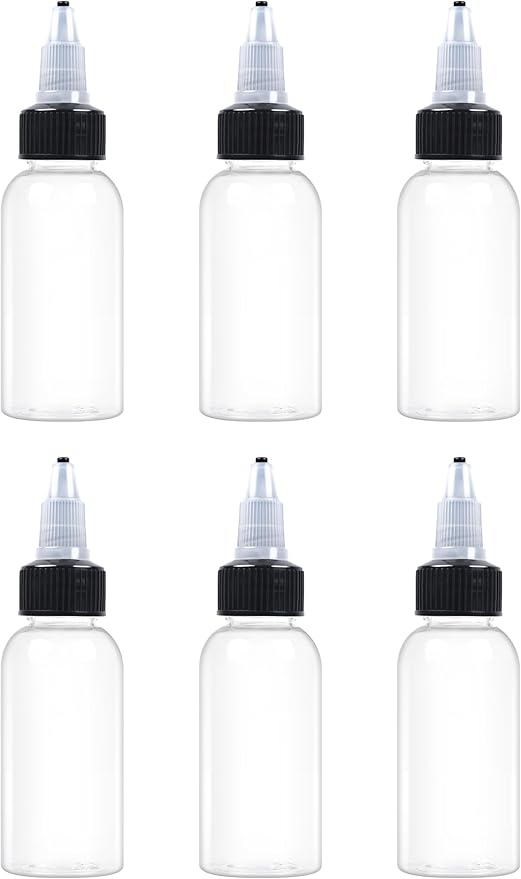 6 Pcs 1oz Plastic Squeeze Bottles with Twist Top Cap, 30ml Clear Dispensing Bottles, Empty Squirt Bottle for Liquids, Sauces, Arts, Crafts, Travel