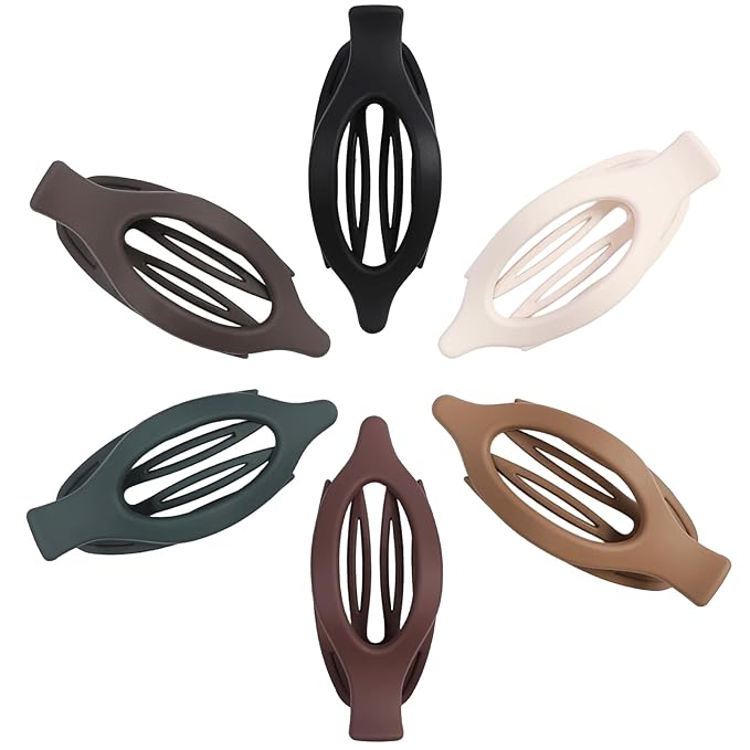 Flat Hair Clips for Women - 6 PCS French Flat Claw Clips Medium Hair Clips for Girls Large Hair Claw Clips for Thick or Thin Hair Strong Hold No Slip Hair Accessories for women (Basic)