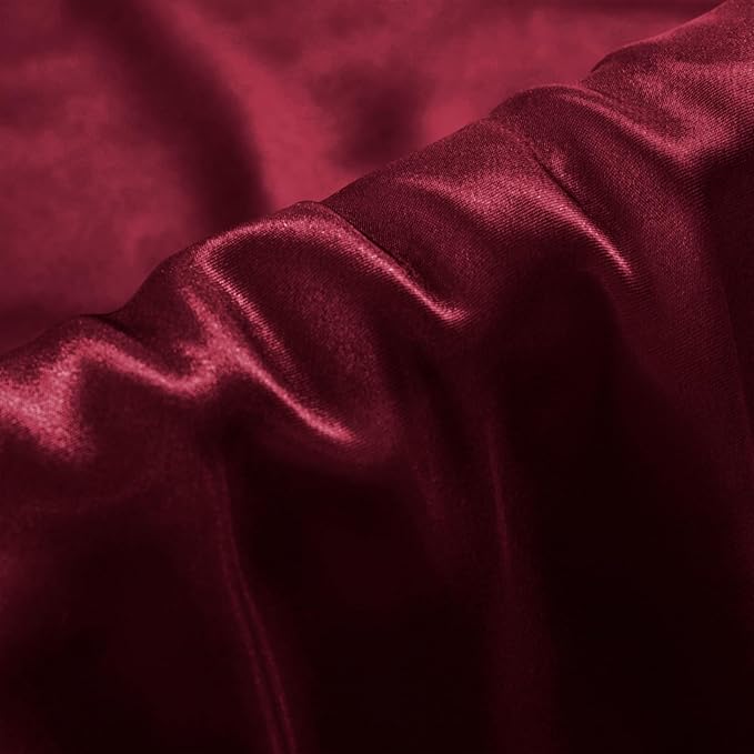 Aormenzy Satin Body Pillow Cover Set of 2, 20x54 Inches Burgundy Body Pillow Case for Adults, Silky Soft & Cooling Body Pillow Pillowcase with Envelope Closure