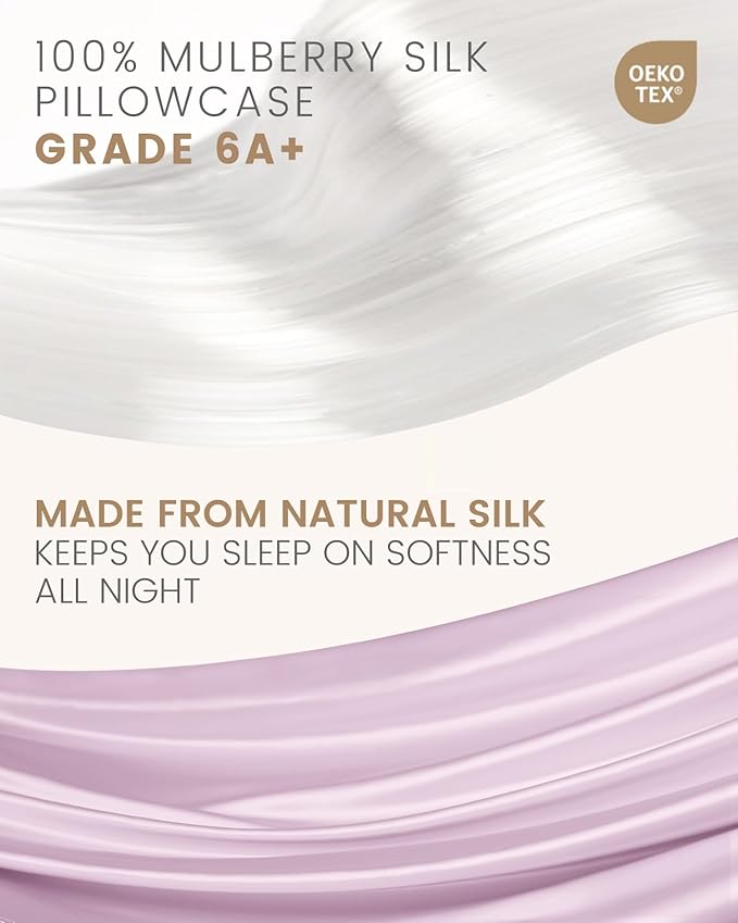 THXSILK Set of 2 100% Mulberry Silk Pillowcase for Hair and Skin, Grade 6A+ Mulberry Silk Pillow Cases Ultra-Soft, Hypoallergenic Pillow Case Cover with Zipper (Queen 20"x30", Light Purple)