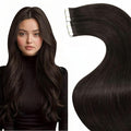 LaaVoo Hair Extensions Tape in Human Hair Brown Tape in Extensions Human Hair Tape on Extensions #2 Dark Brown 20 Inch 20pcs 50g