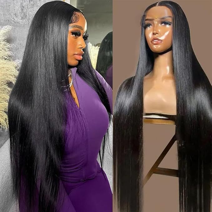 26 Inch 13x6 Lace Front Wigs Human Hair Straight Lace Front Wig Pre Plucked 200 Density Glueless Natural Black Straight Wig Human Hair 13x6 HD Lace Frontal Wigs for Women