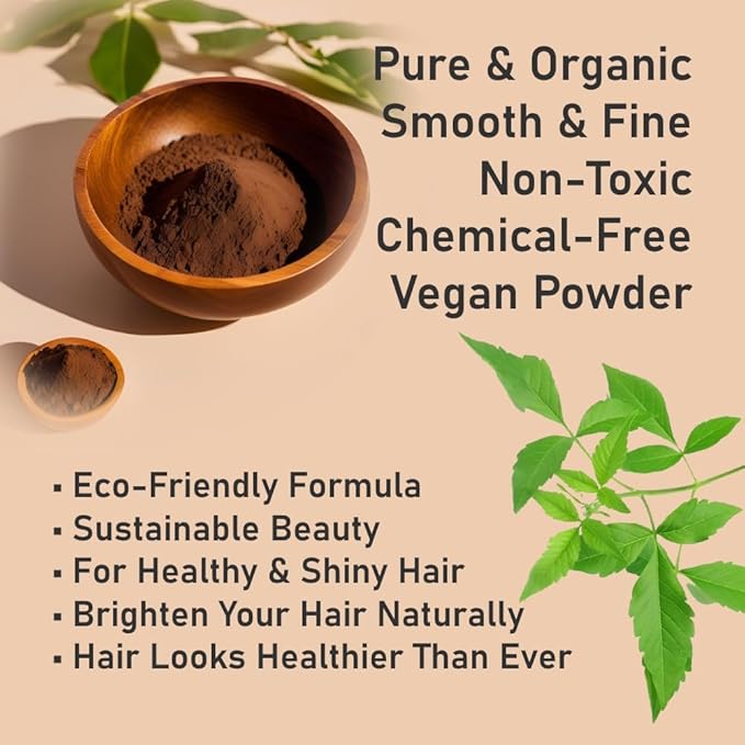 100% Organic Henna Hair Color – Natural, Chemical-Free Hair Dye for Rich, Vibrant Color & Gloss – Grey Coverage, Safe for All Hair Types, Vegan Non-Toxic, Herbal Hair Treatment (DARK BROWN)