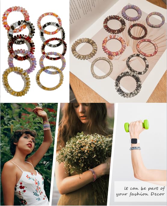 Spiral Coil Hair Ties for Women - No Damage Elastic Hair, Stretchy Phone Cord Hair Bands for Thin & Thick Hair 10-Pack, Assorted Colors -Gifts for Family Member and friends Women SP-6