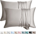 100% Silk Pillow Cases 2 Pack Standard Size Mulberry Silk Pillowcase for Hair and Skin Set of 2 Highest Grade 6A Silk Soft Breathable Cooling with Hidden Zipper, Grey