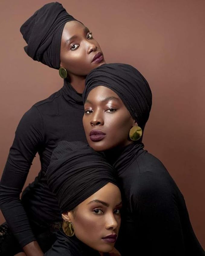 Harewom Head Wraps for Black Women Stretch Head Scarf Long African Hair Wraps Turban Headwraps Jersey Headbands