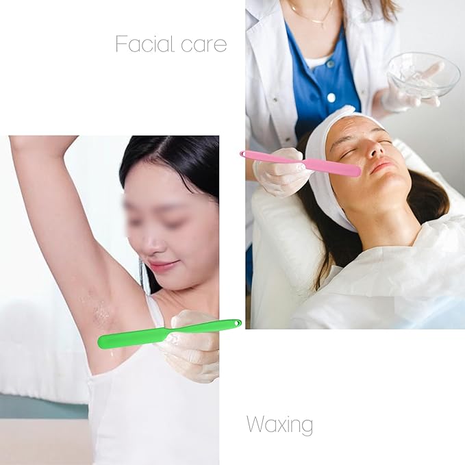 2-PCS Non-Stick Reusable Wax Silicone Spatula, Silicone Waxing Applicators for Hair Removal, for Home Salon Body Use(Pink & Yellow, size 2)