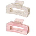 Cellulose Acetate Hair Clips, Textention Acetate Claw Clips Large Rectangle Cutout Tortoise Shell Celluloid Banana Jaw Clamp Fashion Styling Accessories for Women Ladies Thin Thick Curly Hair (2 Pack)