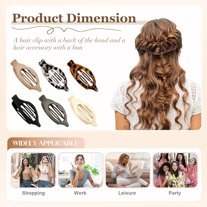 Flat Hair Clips for Women, French Hair Claw Clips for Thick, Thin, Long & Short Hair, Duck Billed Clips, No-Slip Grip Hair Styling Accessories for Women Girls Daily Use (Gray 3PCS)