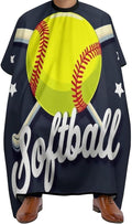 Fashion Unisex Hair Cutting Cape with Adjustable Closure Yellow Softball Ball American Barber Cape