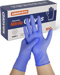 Amarynth 4 Mil Disposable Nitrile Exam Gloves, Powder Free, Strong Grip for Cleaning