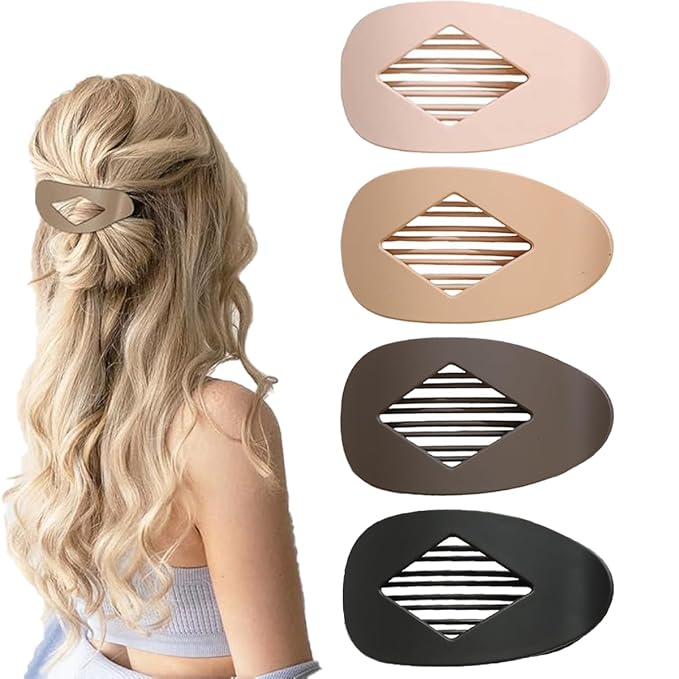 Flat Hair Claw Clips for Women,Matte Medium Hair Clips for Thick & Thin Hair- Comfortable Everyday Use for Office, Yoga, Party & Casual Styling (4PCS J)