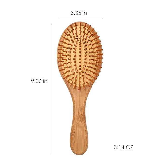 Lindale Wooden Hair Brush for Women Men, Natural Bamboo Detangler Paddle Hairbrush for Hair Growth Massaging Scalp, Reduces Static for Curly Hair with Ergonomic Handle Oval