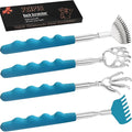 4 Pack Different Back Scratcher Metal Back Massager Set, Extendable Portable Telescoping with Beautiful Box, Gifts for Men Women Kids Adults Stocking Stuffers (Blue)