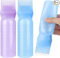 Pimoys Hair Oil Applicator Bottle for Scalp, Root Comb Applicator Bottles Hair Dye Squeeze Bottle Hair Coloring Tools, 2 Pack (Blue, Purple)