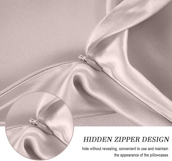 100% Mulberry Silk Pillowcases Set of 2 for Hair and Skin and Super Soft and Breathable Standard Size Nature Silk Pillowcases (Standard, Apricot Gray)
