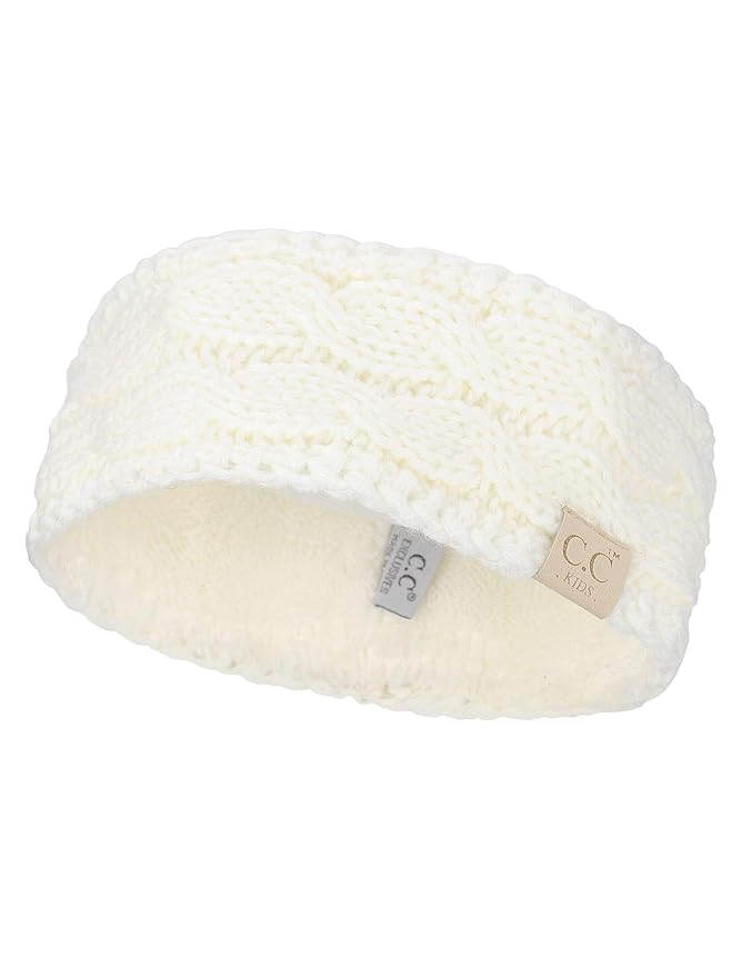 C.C Children's Kids' Winter Warm Cable Knit Fuzzy Lined Ear Warmer Headband