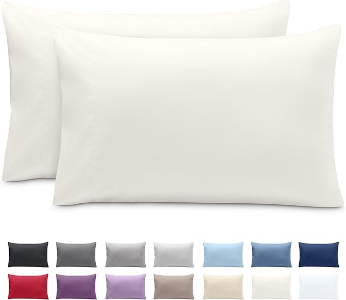 Bare Home Microfiber Pillow Cases - Queen Size Set of 2 - Cooling Pillowcases - Double Brushed - Easy Care - Envelope Closure (Queen Pillowcase Set of 2, Cream)