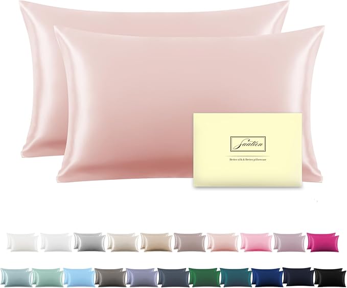 Silk Pillow Cases 2 Pack Soft Breathable and Sliky Queen Size Pillow Cases Set of 2,Natural Mulberry Satin Silk Pillowcase with Hidden Zipper for Hair and Skin (Coral,20"X 30",2pcs)