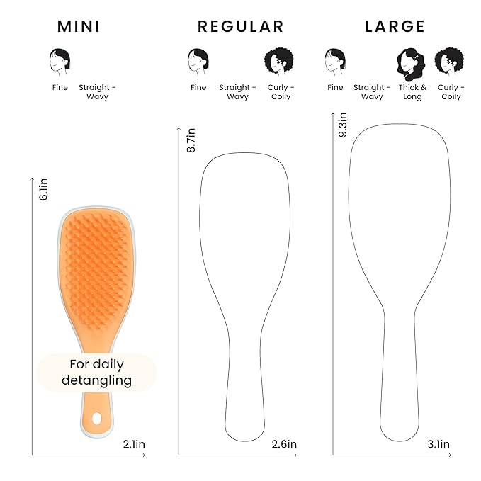 Tangle Teezer Ultimate Detangler Hairbrush, Eliminates Knots & Reduces Breakage, Mini Hair Brush for Travel, Small Hands & All Hair Types, Ice Blue & Sweet Orange