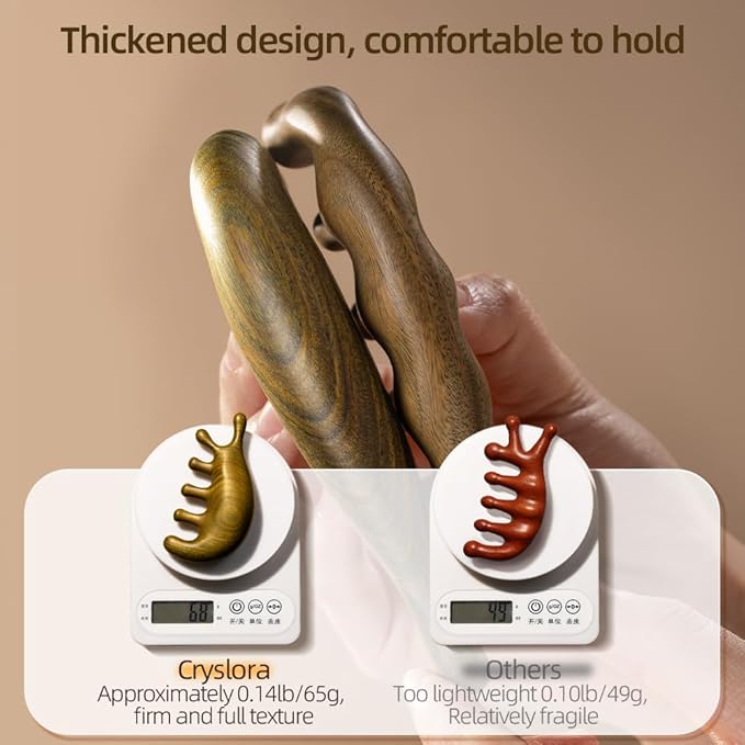 Multi-Functional Gua Sha Tool for Face & Body, Green Sandalwood Scalp Massager Hair Growth, Lymphatic Drainage, Head Massage Comb, Guasha Tool for Stress Relief and Face Lifting