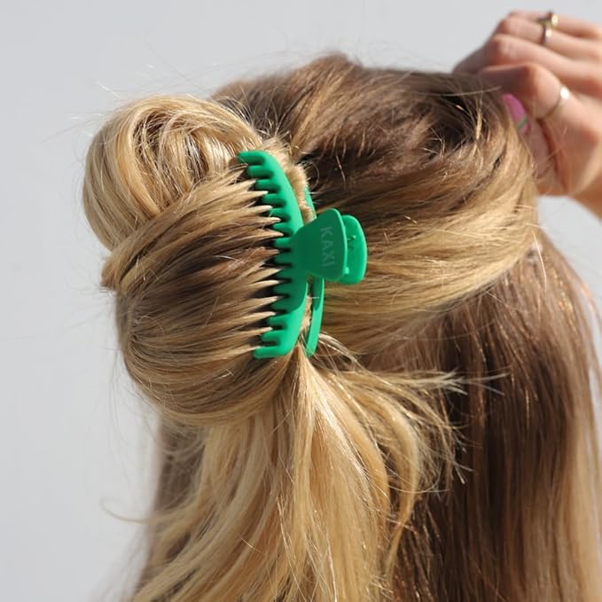 KAXI Hold Everything Mini Hair Claw - Perfect for Thick & Thin Hair, Straight, Wavy or Curly, Strong Clip With 32 teeth & Many Colors to Choose (Emerald Green)