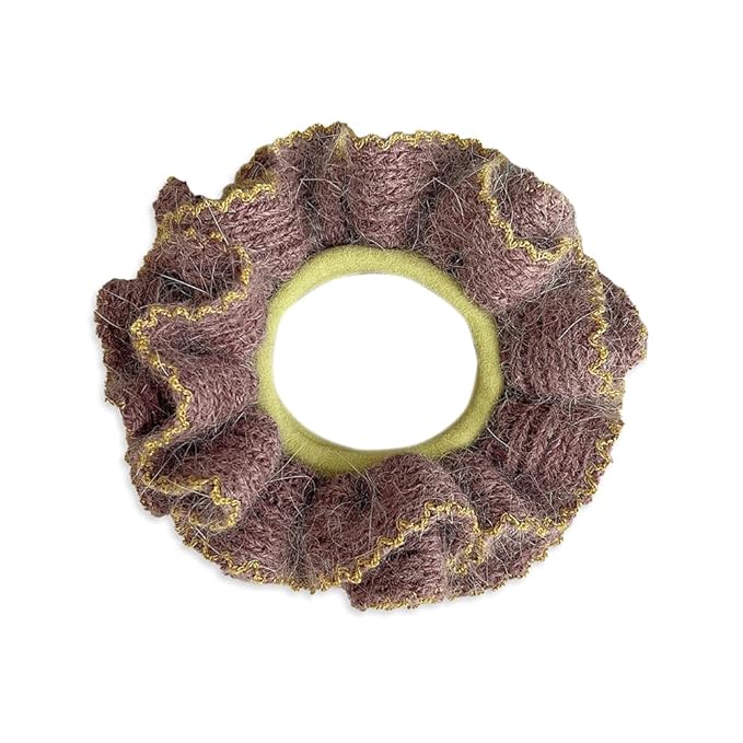 2 Pcs Soft Fabric Scrunchies for Hair,3.9 inch Medium Elastic Hair Ties Ropes Crochet Knit Silky Scrunchie for Women-Light Purple
