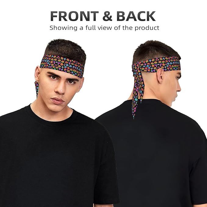 Men's Women Sports Sweat Bands, Multipurpose Elastic Hair Band for Yoga Athletic Shower, Fashion Halloween Pumpkin Trippy Mushroom Headdress Head Accessories