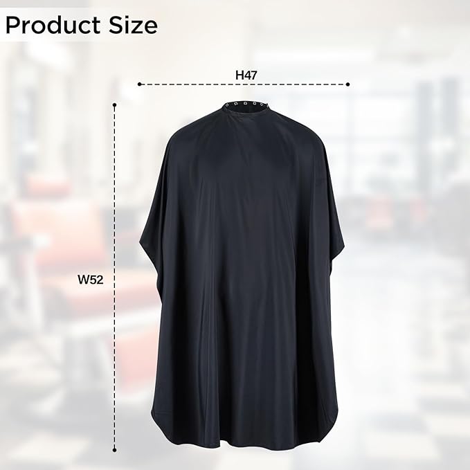 Professional Salon Hair Cutting Cape, Barber Cape for Men/Women, Adjustable Snap Button with Waterproof Hairdressing Salon Cape for Haircut, Coloring, Makeup, Styling(52" x 47"), Black