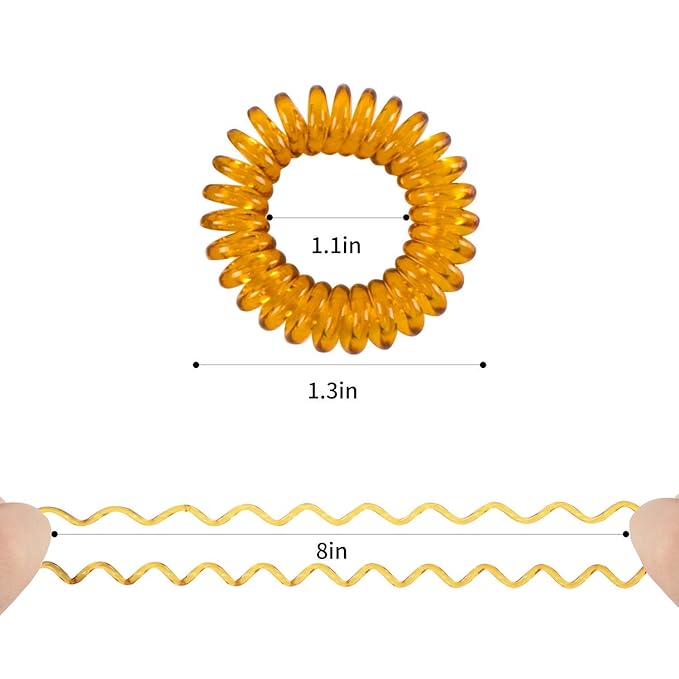 79STYLE 50pcs Spiral Hair Ties For Women Coil Hair Bands Coil Scrunchies Ponytail Holder Plastic Phone Cord Hair Coils For Thin Hiar No Damage (brown/clear)