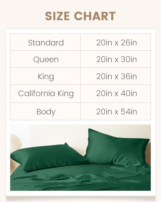 THXSILK Set of 2 100% Mulberry Silk Pillowcase for Hair and Skin, Grade 6A+ Mulberry Silk Pillow Cases Ultra-Soft, Hypoallergenic Pillow Case Cover with Zipper (California King 20"x40", Green)